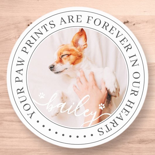 Pet Memorial Paw Prints Hoorzitting foto van elega Ronde Sticker