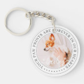 Pet Memorial Paw Prints Hoorzitting foto van elega Sleutelhanger (Voorkant)