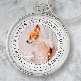Pet Memorial Paw Prints Hoorzitting foto van elega Sleutelhanger