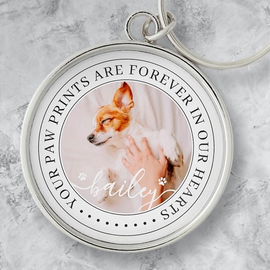 Pet Memorial Paw Prints Hoorzitting foto van elega Sleutelhanger