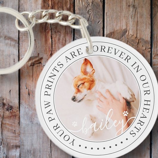 Pet Memorial Paw Prints Hoorzitting foto van elega Sleutelhanger