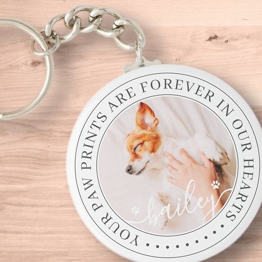 Pet Memorial Paw Prints Hoorzitting foto van elega Sleutelhanger