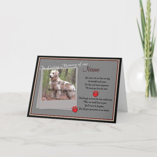 Pet Memorial Paw Prints Notice - Dog Cat Aankondiging (Voorkant)