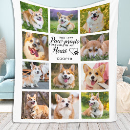 Pet Memorial Paw Prints Personeelsfoto-inklage Fleece Deken