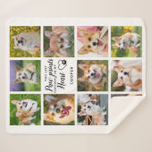 Pet Memorial Paw Prints Personeelsfoto-inklage Sherpa Deken (Voorkant (horizontaal))