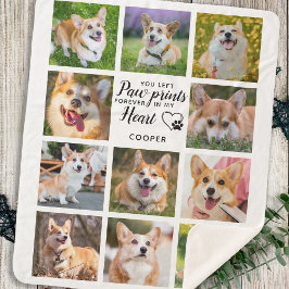 Pet Memorial Paw Prints Personeelsfoto-inklage Sherpa Deken