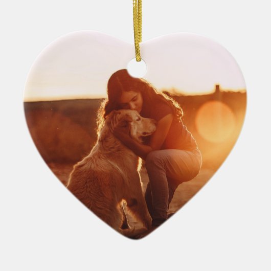 Pet Memorial Paws Bright Red Volledige foto Keramisch Ornament (Voorkant)