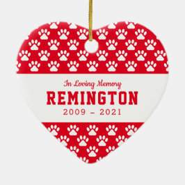 Pet Memorial Paws Bright Red Volledige foto Keramisch Ornament