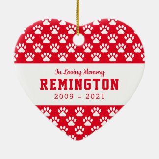 Pet Memorial Paws Bright Red Volledige foto Keramisch Ornament