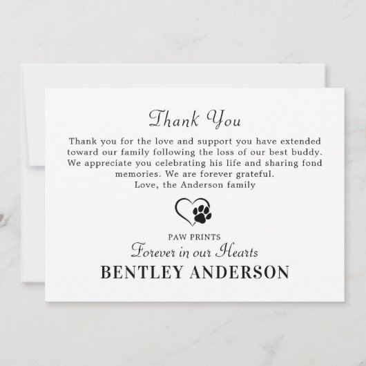 Pet Memorial Personaliseer moderne hond foto sympa Bedankkaart (Achterkant)