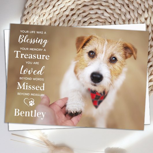 Pet Memorial Personaliseer moderne hond foto sympa Bedankkaart