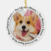 Pet Memorial Personaliseert 2 Photo Dog Herdenking Keramisch Ornament (Voorkant)