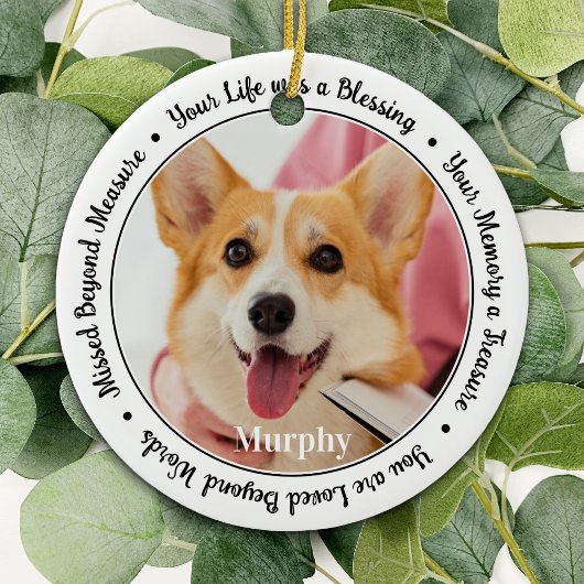 Pet Memorial Personaliseert 2 Photo Dog Herdenking Keramisch Ornament