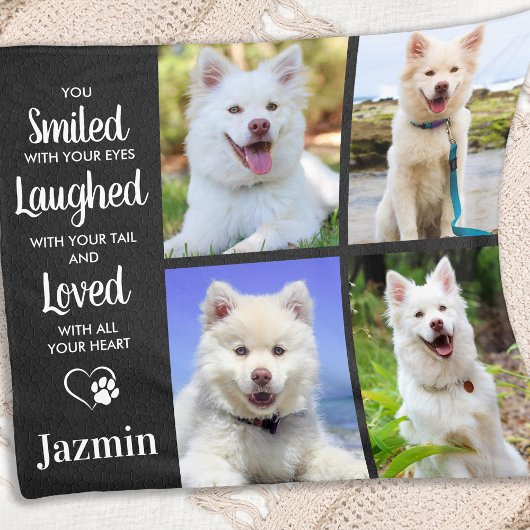 Pet Memorial Personalized Dog 4 Foto Collage Fleece Deken