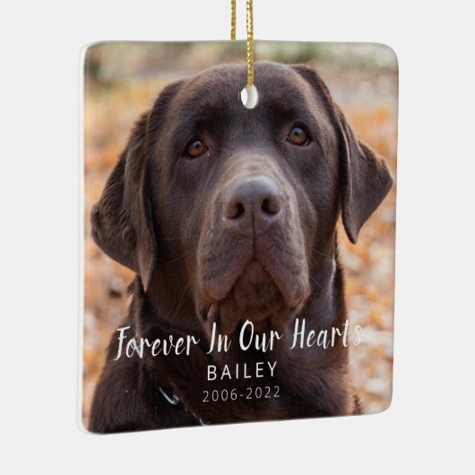 Pet Memorial Personalized Dog Foto Keramisch Ornament (Rechts)