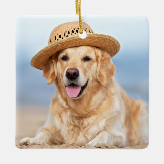 Pet Memorial Personalized Dog Herdenking Foto Keramisch Ornament (Voorkant)