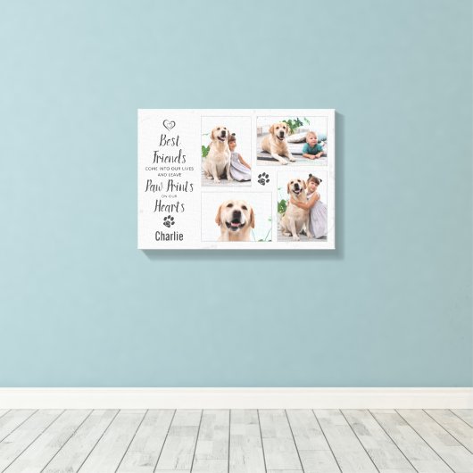 Pet Memorial Personalized Dog Photo Collage Canvas Afdruk (Insitu (Houten vloer))