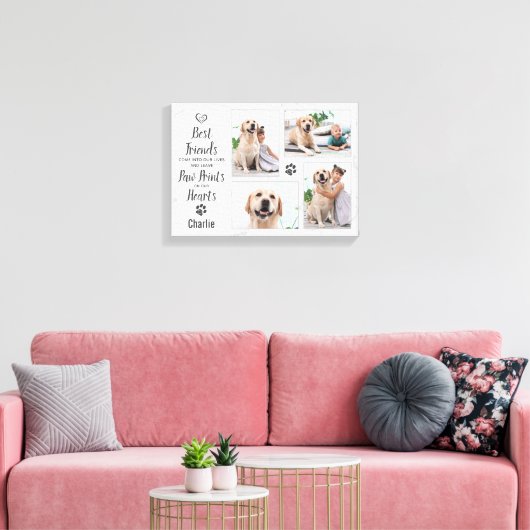 Pet Memorial Personalized Dog Photo Collage Canvas Afdruk (Insitu (Woonkamer))