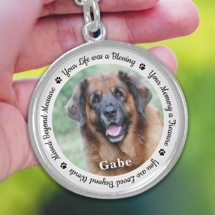 Pet Memorial Personalized Dog Photo Paw Prins Sterling Zilver Ketting