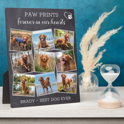 Pet Memorial Personalized Paw Prints Dog Foto Fotoplaat (Zijkant)