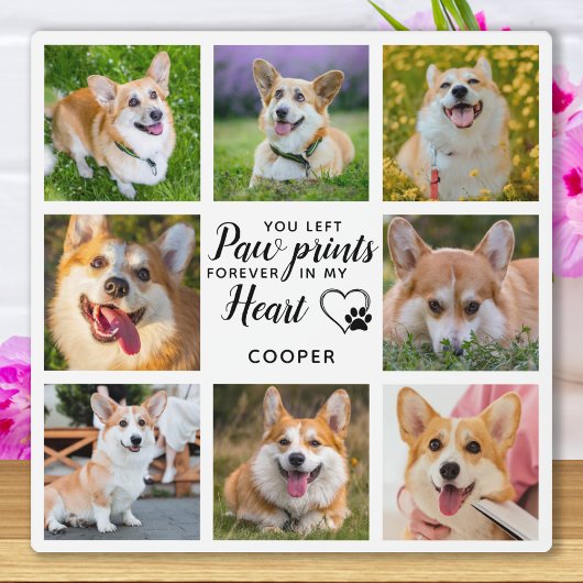 Pet Memorial Personalized Paw Prints Photo Collage Fotoplaat