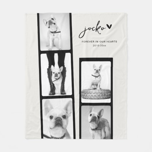 Pet Memorial Personalized Photo Strip Collage  Fleece Deken (Voorkant)