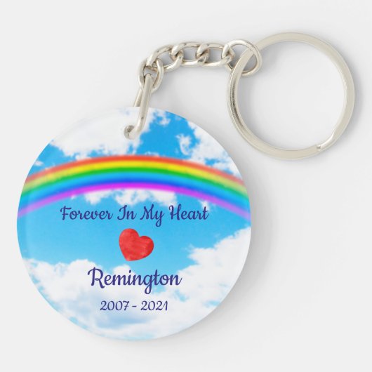 Pet Memorial Personalized Rainbow Bridge Dog Foto Sleutelhanger (Achterkant)