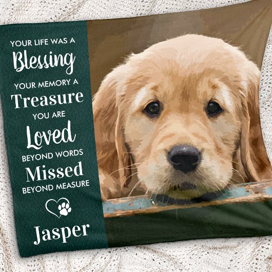 Pet Memorial Personalized Remembrance Dog Foto Fleece Deken