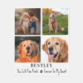Pet Memorial Persoonlijk 4 Foto Collage Dog Fleece Deken (Voorkant)