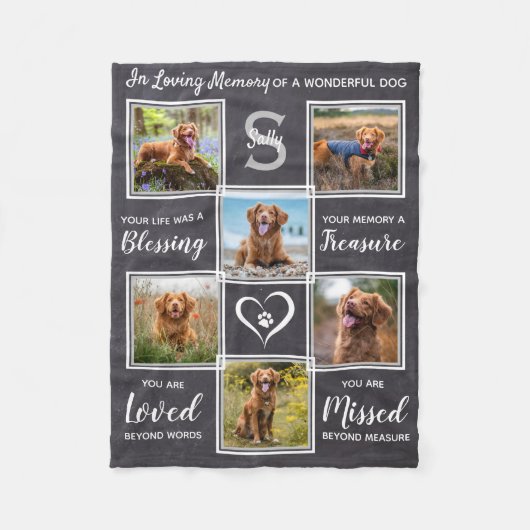 Pet Memorial Persoonlijke fotocollage Fleece Deken (Voorkant)