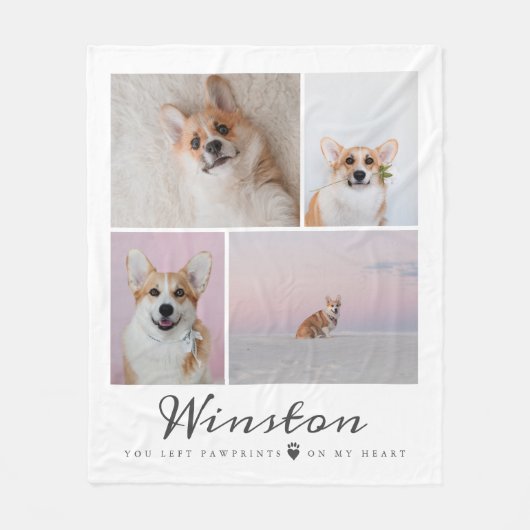 Pet Memorial Persoonlijke fotocollage Fleece Deken (Voorkant)