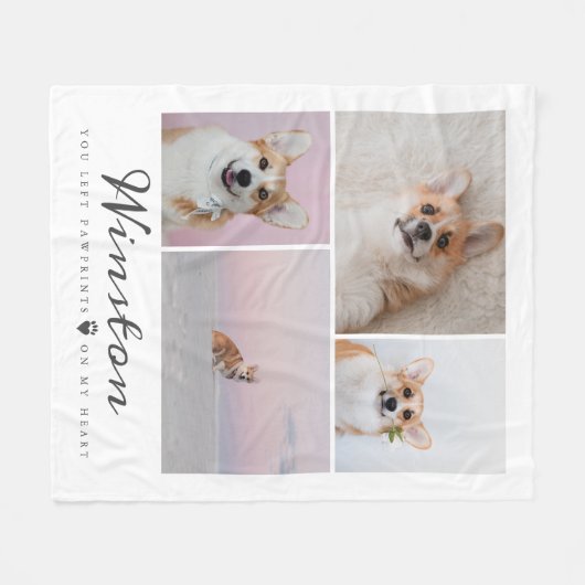 Pet Memorial Persoonlijke fotocollage Fleece Deken (Voorkant (Horizontaal))