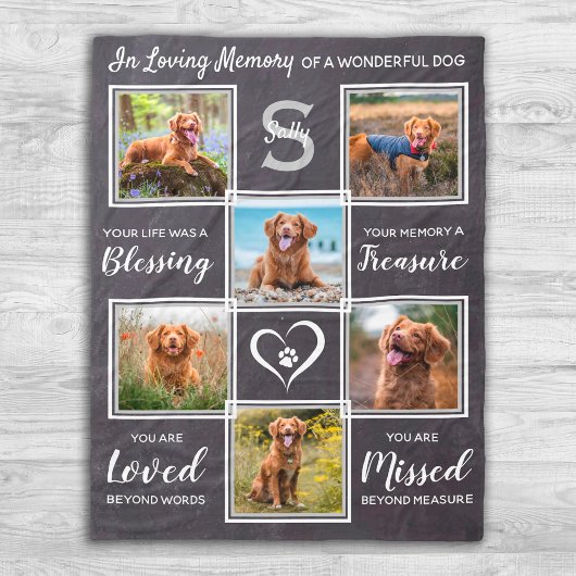 Pet Memorial Persoonlijke fotocollage Fleece Deken