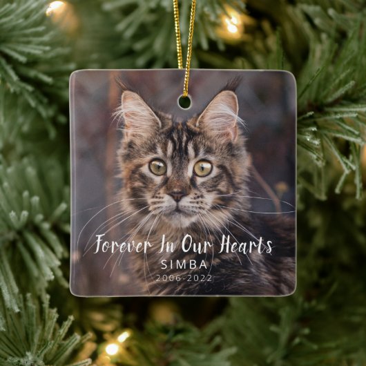 Pet Memorial Persoonlijke kat Foto Keramisch Ornament (Boom)