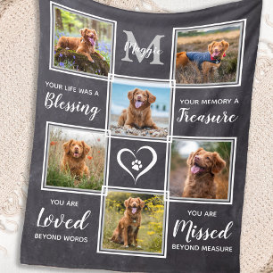 Pet Memorial Pet Loss Dog 6 Photo Collage Fleece Deken