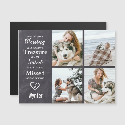 Pet Memorial Pet Loss Gift Photo Collage Magnet Magnetische Uitnodiging (Voorkant / Achterkant)
