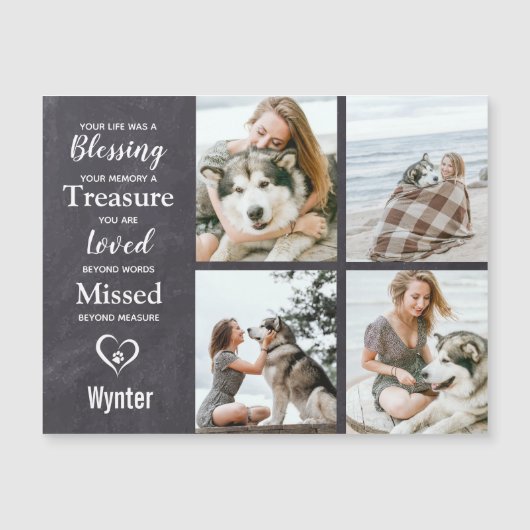 Pet Memorial Pet Loss Gift Photo Collage Magnet Magnetische Uitnodiging (Voorkant)