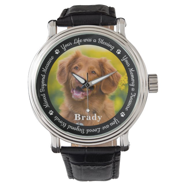 Pet Memorial Pet Loss Gift Remembrance Dog Foto Horloge (Voorkant)