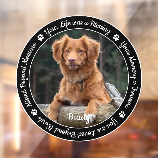 Pet Memorial Pet Loss Gift Remembrance Dog Foto Raamsticker (Vel 2)