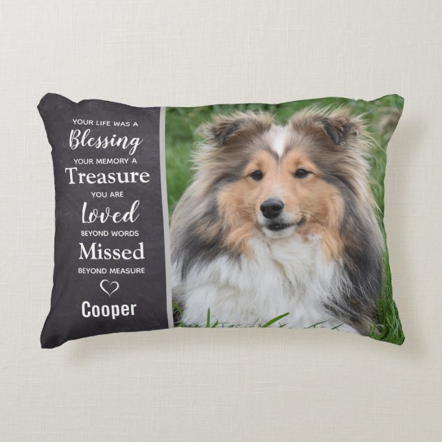 Pet Memorial Pet Loss Herdenking Dog Foto Accent Kussen (Voorkant)