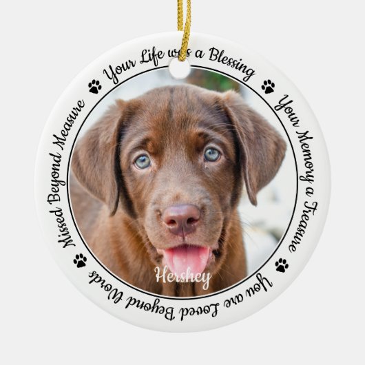 Pet Memorial Pet Loss Keepomwille Gift Dog Foto Keramisch Ornament (Voorkant)