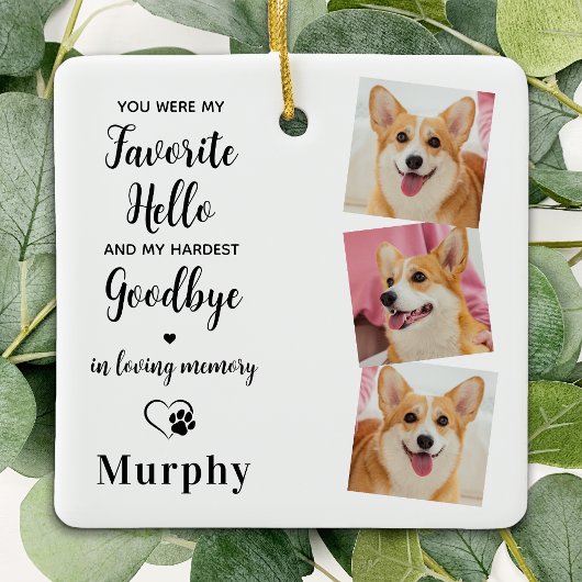 Pet Memorial Pet Loss Personalized 3 Dog Foto Keramisch Ornament