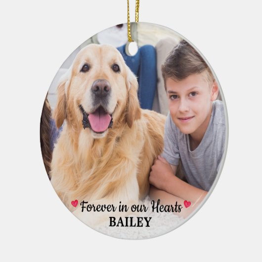 Pet Memorial Pet Loss Personalized Dog Foto Keramisch Ornament (Links)