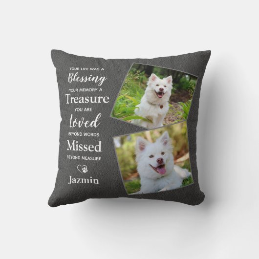 Pet Memorial - Pet Sympathia Quote - Dog Pet Photo Kussen (Achterkant)