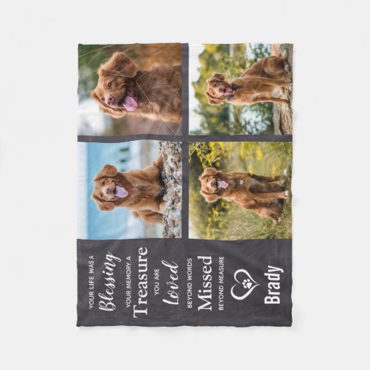 Pet Memorial Photo Collage Fleece Deken (Voorkant)