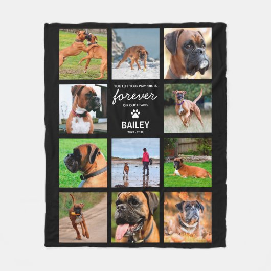 Pet Memorial Photo Collage Fleece Deken (Voorkant)