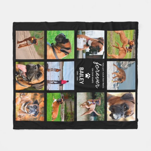 Pet Memorial Photo Collage Fleece Deken (Voorkant (Horizontaal))