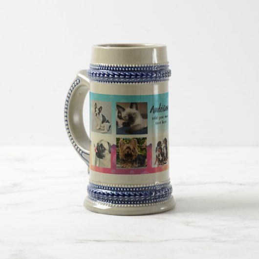 Pet Memorial PHOTO COLLAGE Gift - ADD TEKST Bierpul (Voorkant links)