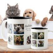 Pet Memorial PHOTO COLLAGE Gift - ADD TEKST Tweekleurige Koffiemok