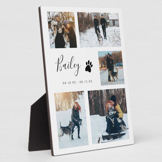 Pet Memorial Photo Collage Paw Drukt op ons hart Fotoplaat (Zijkant)